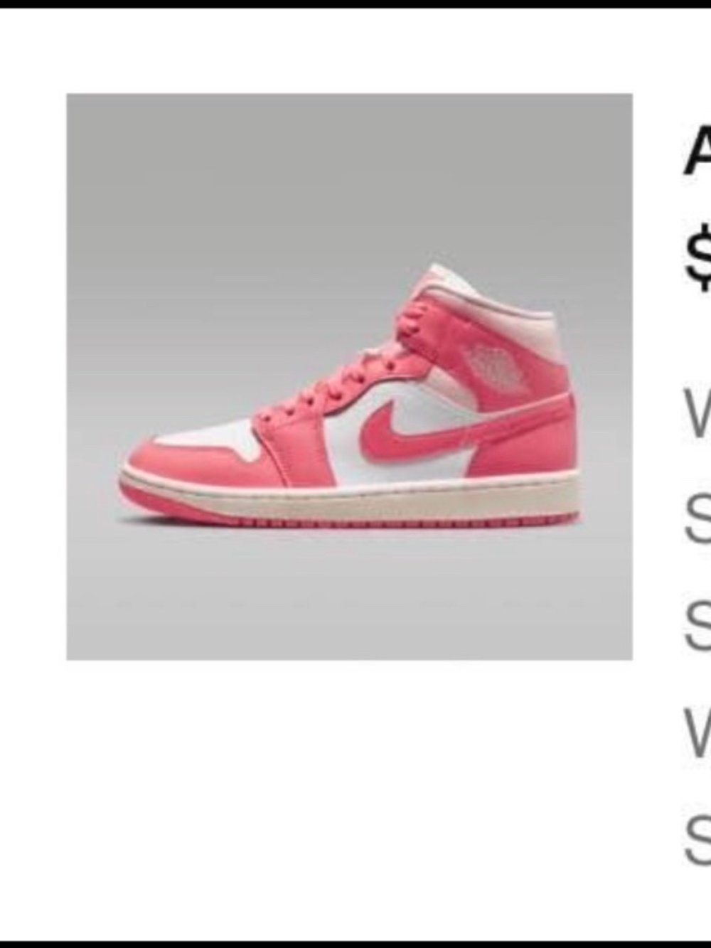 Pink Air Jordan 1 Mid Sz 7